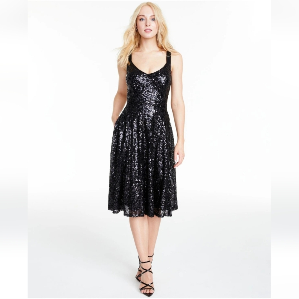City Studio Womens Sleeveless Below The Knee Evening Fit + Flare Dress, 5